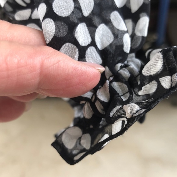 DIANE VON FURSTENBERG BLK/WH SILK POLKA DOT BLOUSE - Picture 4 of 4